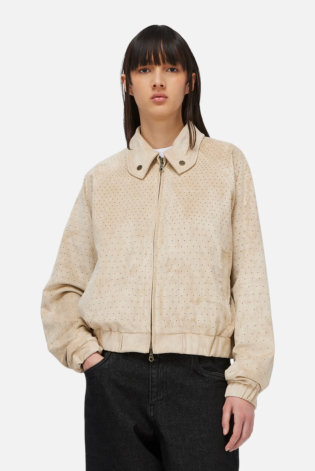 Perforated Faux Suede Jacket - Image 4